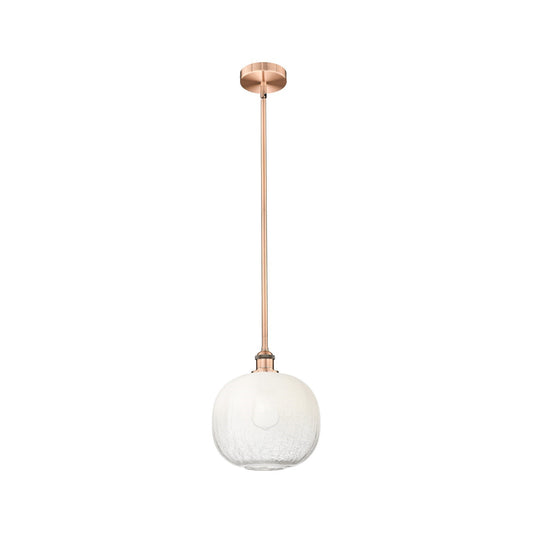 Innovations Brookhaven Sphere 10.5in 1-Light Mini Pendant | Industrial Antique Copper Steel and Opal Glass | Kitchen Island & | Model 616-1S-AC-G481-10OP