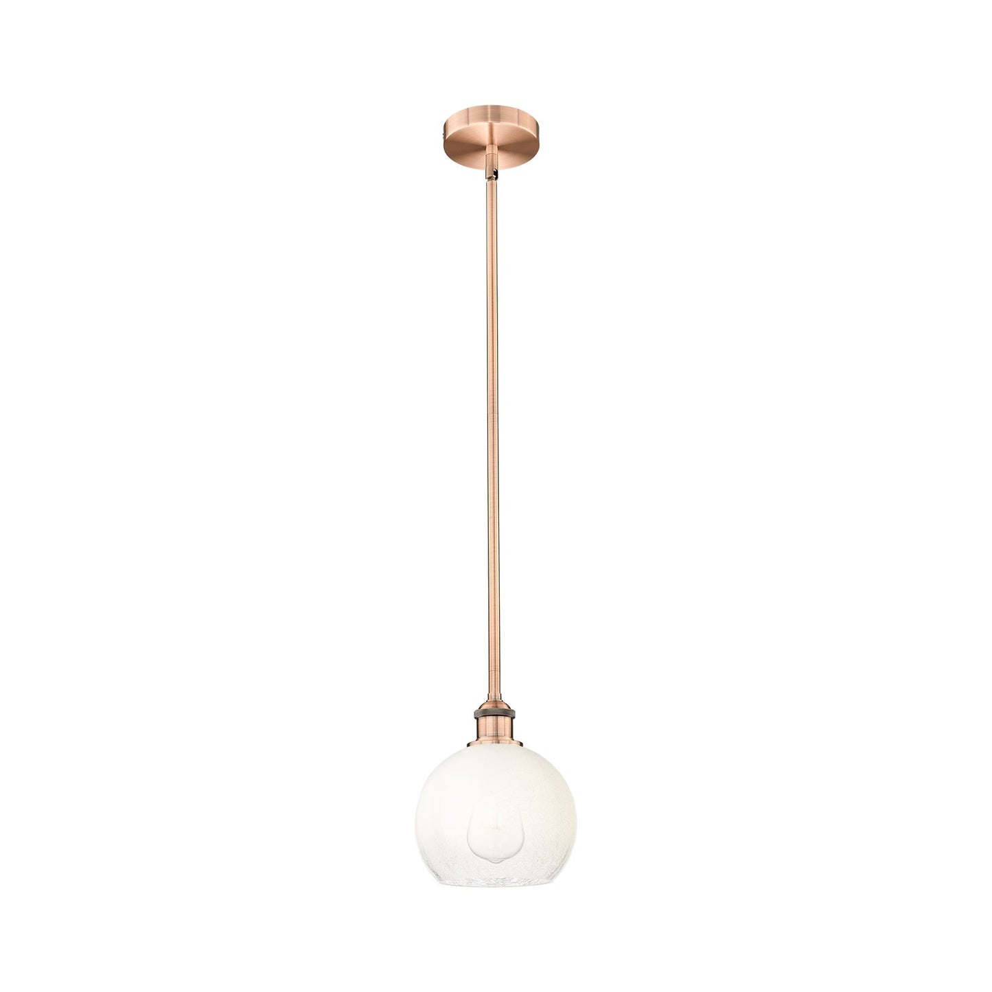 Innovations Brookhaven Globe 8in 1-Light Mini Pendant | Industrial Antique Copper Steel and Opal Glass | Kitchen Island | 7.88 | Model 616-1S-AC-G483-8OP