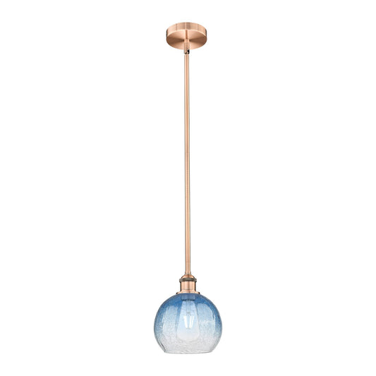 Innovations Brookhaven Globe 1-Light Mini Pendant | Industrial Antique Copper Steel and Sapphire Blue Glass | Kitchen Island & | Model 616-1S-AC-G483-8SB