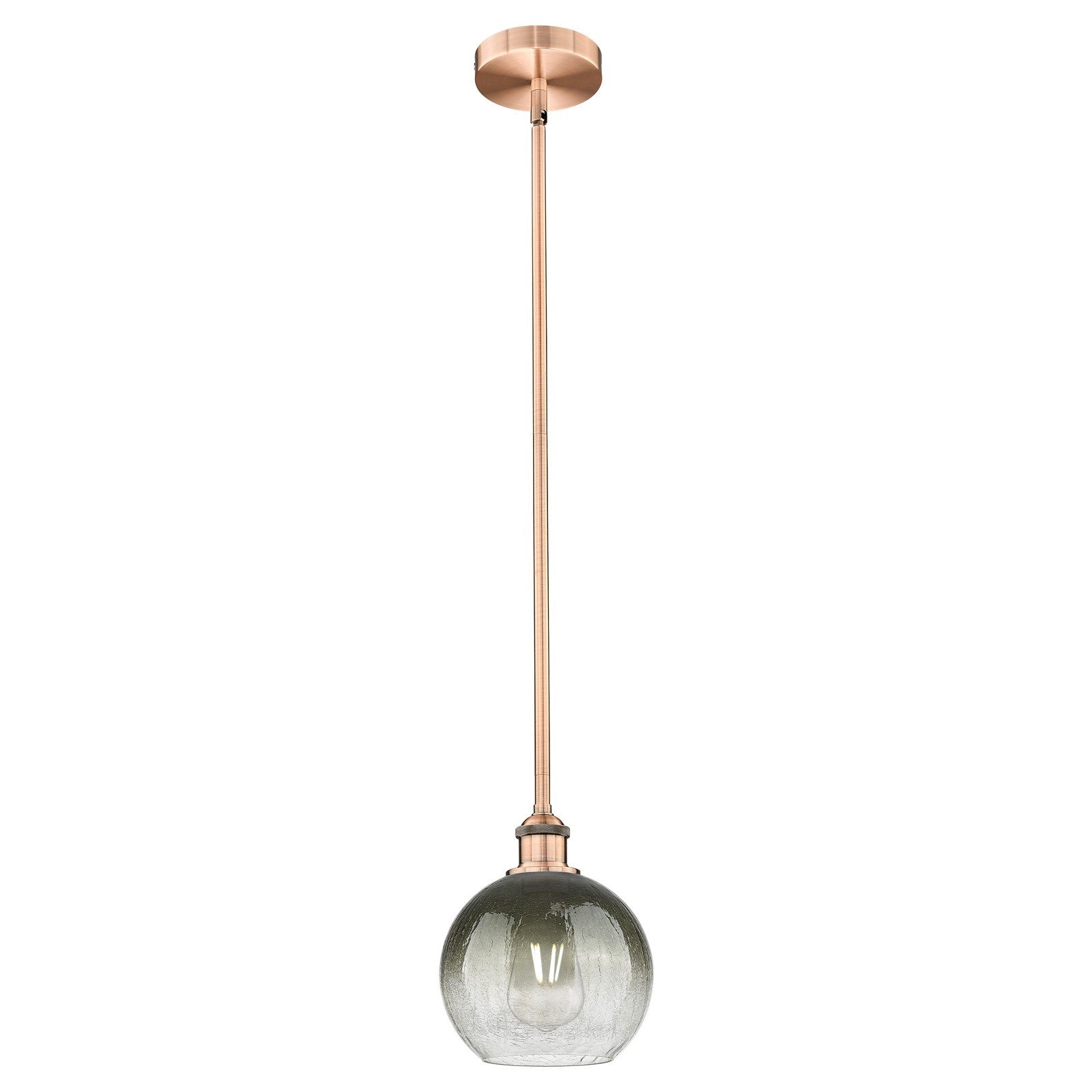 Innovations Brookhaven Globe 8in 1-Light Mini Pendant | Industrial Antique Copper Steel and Slate Glass | Kitchen Island | 7.88 | Model 616-1S-AC-G483-8SL