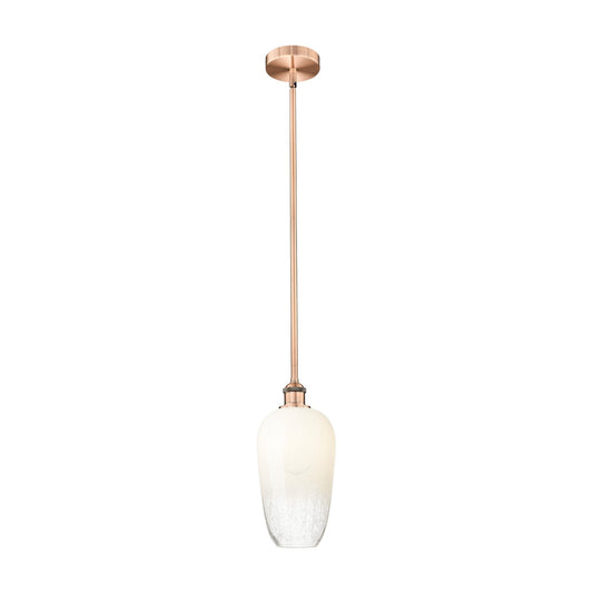 Innovations Brookhaven Flute 7in 1-Light Mini Pendant | Industrial Antique Copper Steel and Opal Glass | Kitchen Island | 7 x 7 | Model 616-1S-AC-G484-7OP