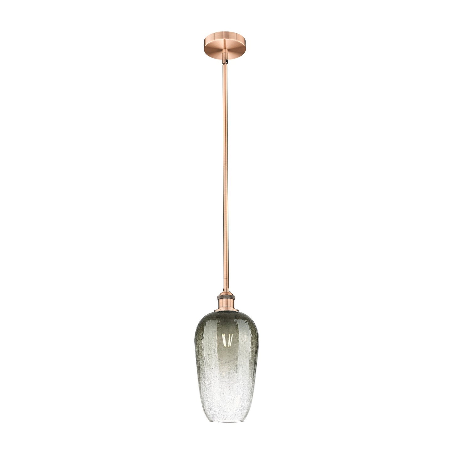 Innovations Brookhaven Flute 7in 1-Light Mini Pendant | Industrial Antique Copper Steel and Slate Glass | Kitchen Island & | Model 616-1S-AC-G484-7SL