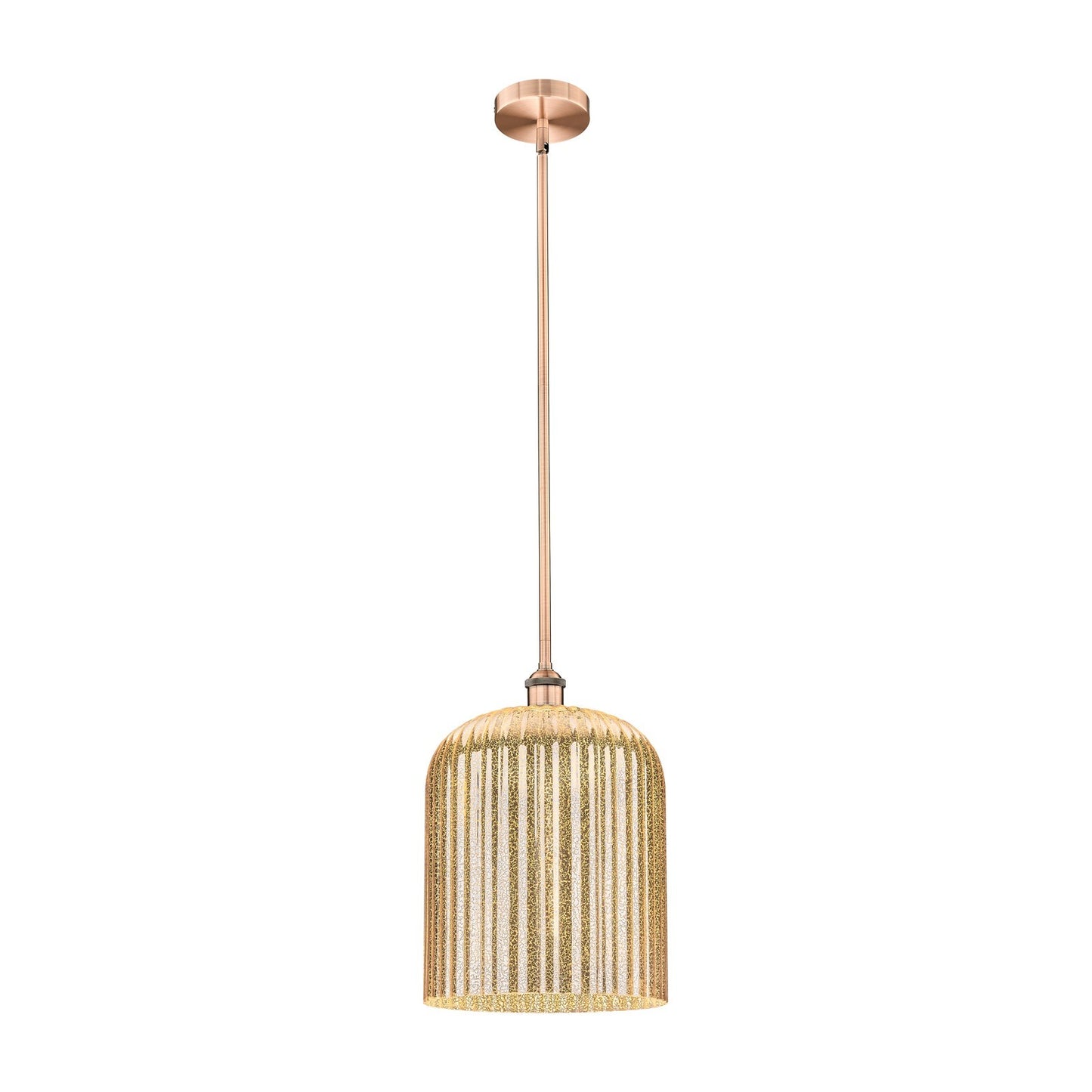Innovations Bridal Veil 5in 1-Light Mini Pendant | Art Nouveau Antique Copper Steel and Mercury Ribbed Glass | Kitchen Island | Model 616-1S-AC-G559-12ME