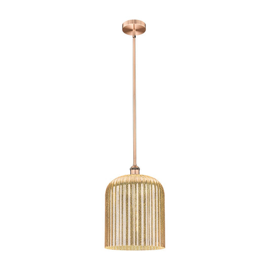 Innovations Bridal Veil 5in 1-Light Mini Pendant | Art Nouveau Antique Copper Steel and Mercury Ribbed Glass | Kitchen Island | Model 616-1S-AC-G559-12ME