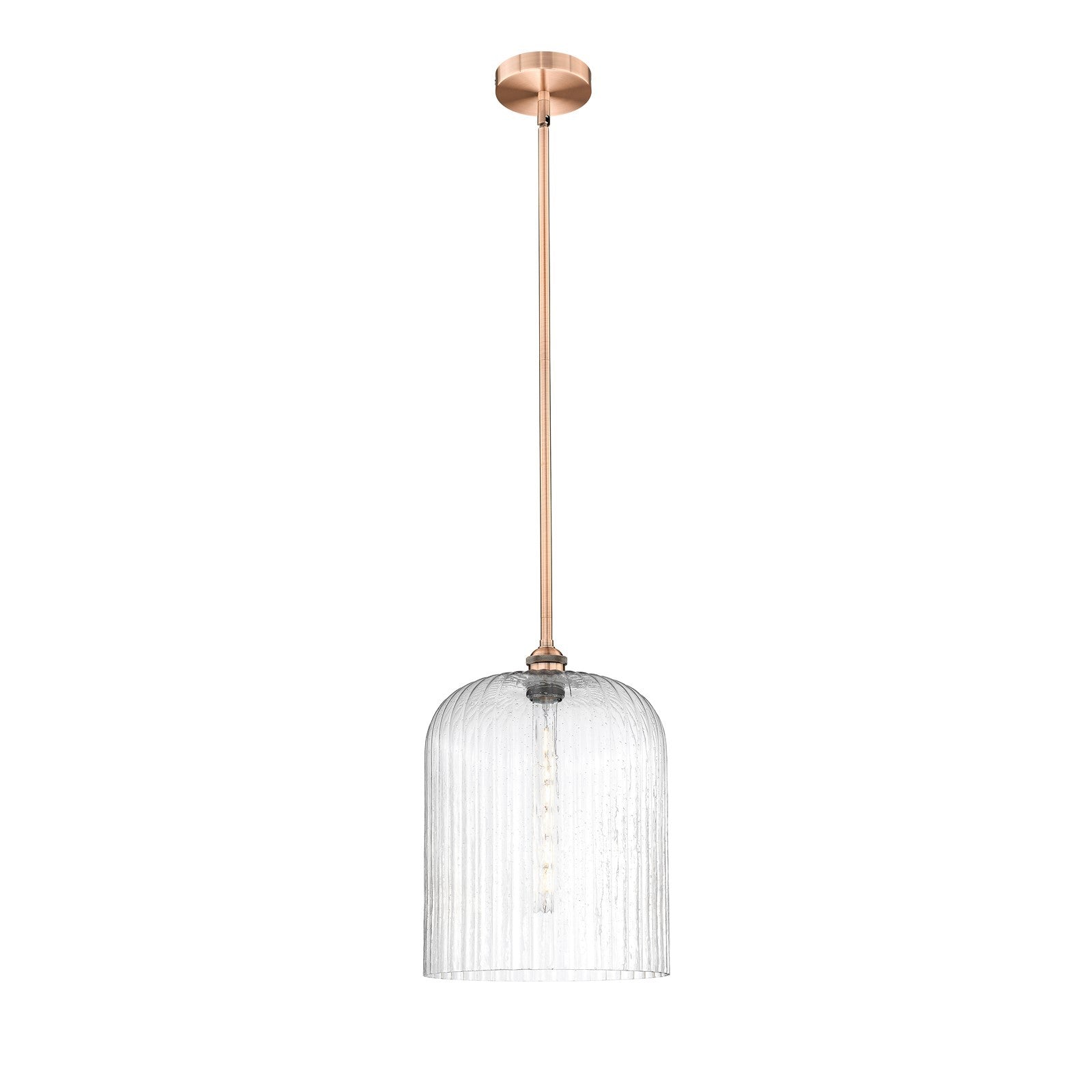 Innovations Bridal Veil 1-Light 5in Mini Pendant | Art Nouveau Antique Copper Steel and Seedy Ribbed Glass | Kitchen Island & | Model 616-1S-AC-G559-12SDY