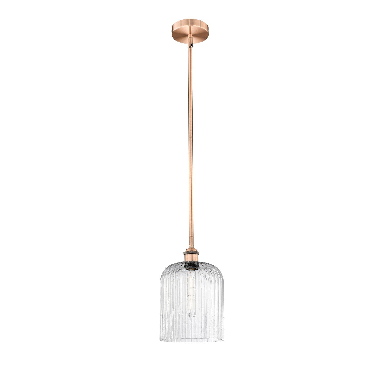 Innovations Bridal Veil 5in 1-Light Mini Pendant | Art Nouveau Antique Copper Steel and Seedy Ribbed Glass | Kitchen Island & | Model 616-1S-AC-G559-8SDY