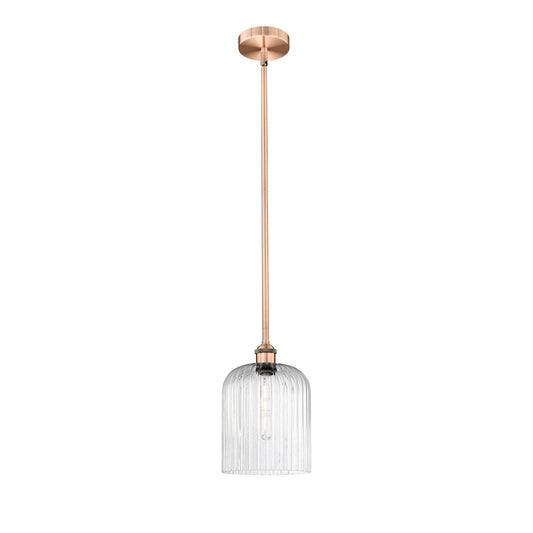 Innovations Bridal Veil 5in 1-Light Mini Pendant | Art Nouveau Antique Copper Steel and Seedy Ribbed Glass | Kitchen Island & | Model 616-1S-AC-G559-8SDY