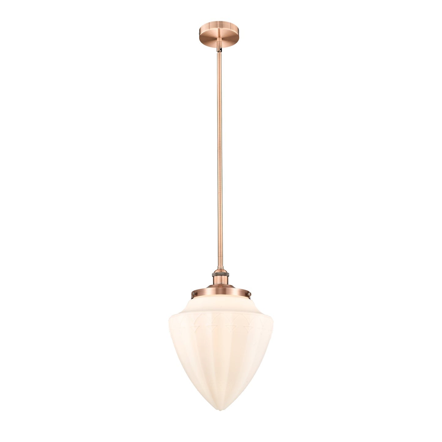 Innovations Bridgeton 12in 1-Light Mini Pendant | Traditional Antique Copper Steel and Matte White Frosted Glass | Kitchen | Model 616-1S-AC-G661-12