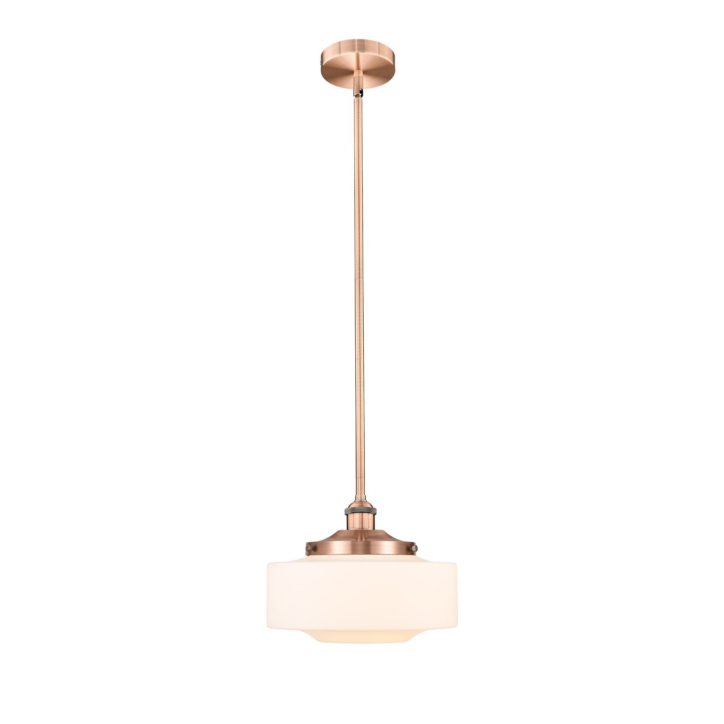 Innovations Bridgeton 12in 1-Light Mini Pendant | Traditional Antique Copper Steel and Matte White Frosted Glass | Kitchen | Model 616-1S-AC-G691-12