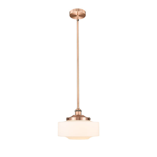 Innovations Bridgeton 12in 1-Light Mini Pendant | Traditional Antique Copper Steel and Matte White Frosted Glass | Kitchen | Model 616-1S-AC-G691-12