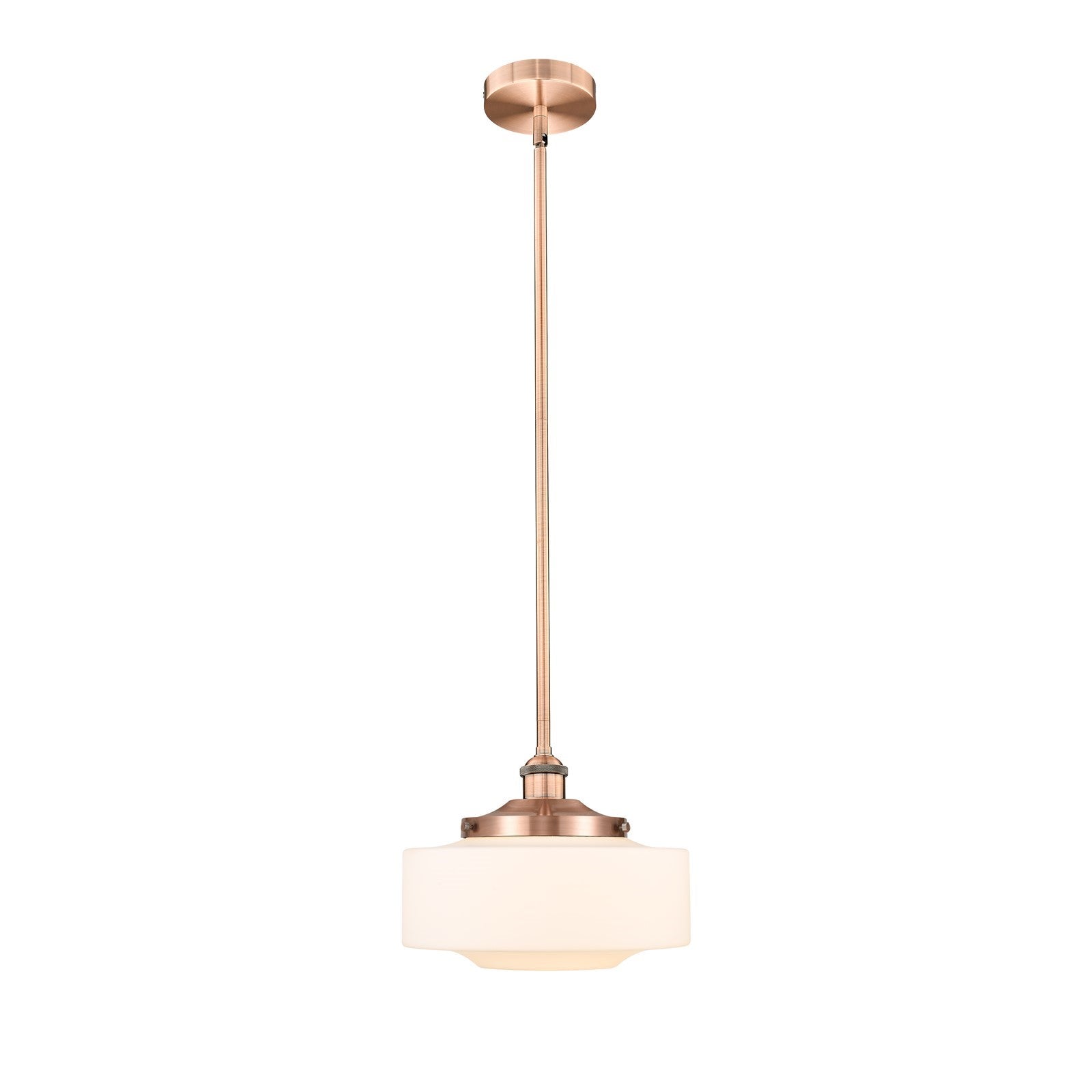 Innovations Bridgeton 12in 1-Light Mini Pendant | Traditional Antique Copper Steel and Matte White Frosted Glass | Kitchen | Model 616-1S-AC-G691-12