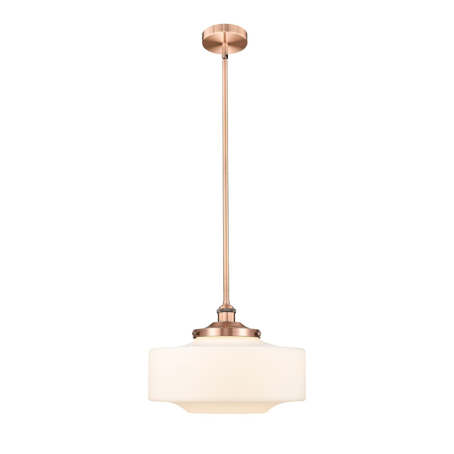 Innovations Bridgeton 12in 1-Light Mini Pendant | Traditional Antique Copper Steel and Matte White Frosted Glass | Kitchen | Model 616-1S-AC-G691-16