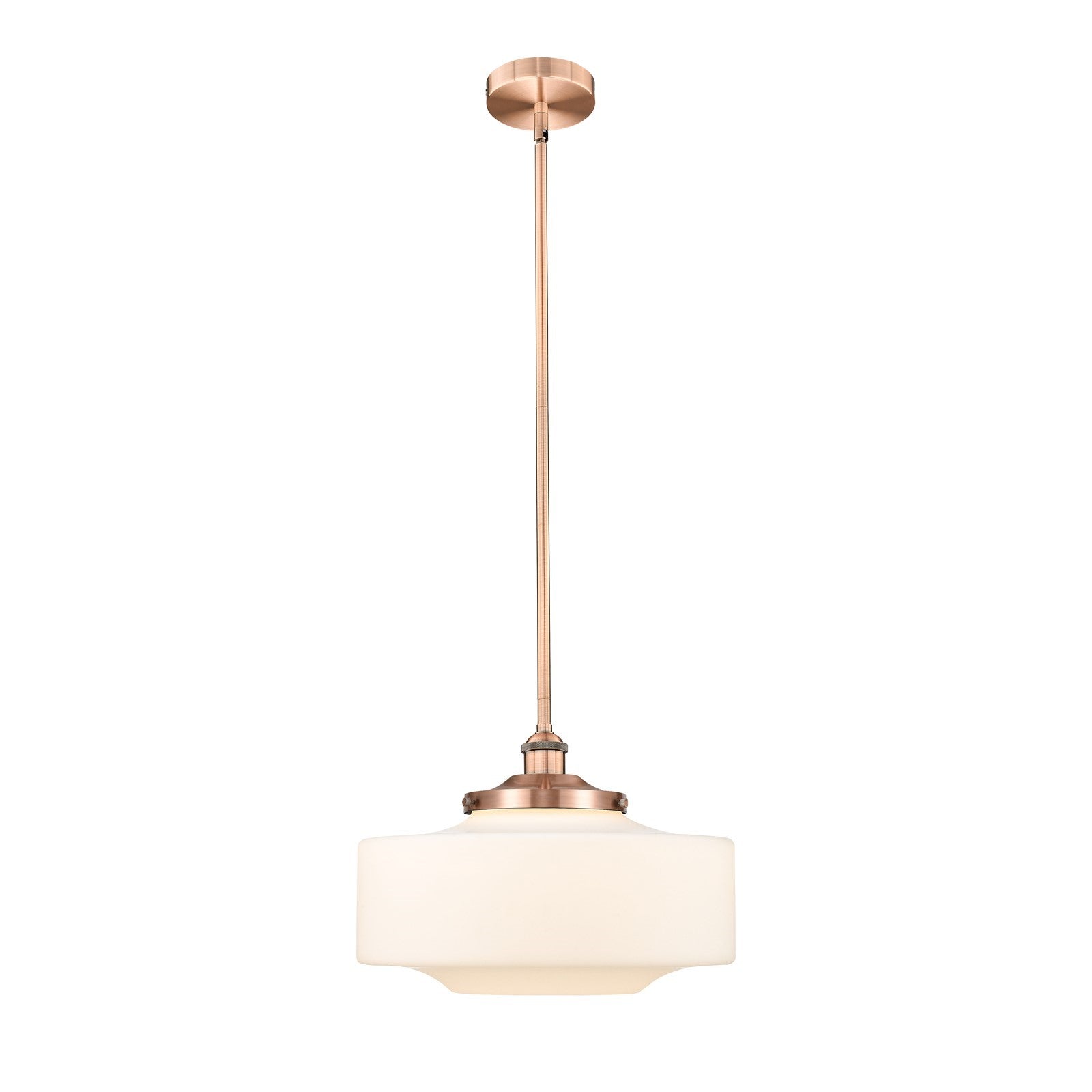 Innovations Bridgeton 12in 1-Light Mini Pendant | Traditional Antique Copper Steel and Matte White Frosted Glass | Kitchen | Model 616-1S-AC-G691-16