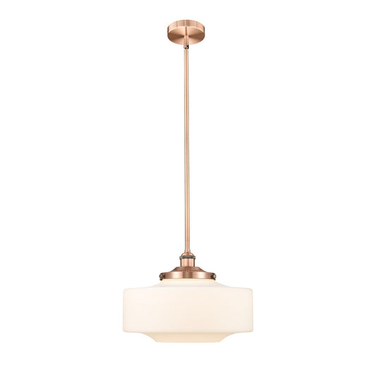 Innovations Bridgeton 12in 1-Light Mini Pendant | Traditional Antique Copper Steel and Matte White Frosted Glass | Kitchen | Model 616-1S-AC-G691-16