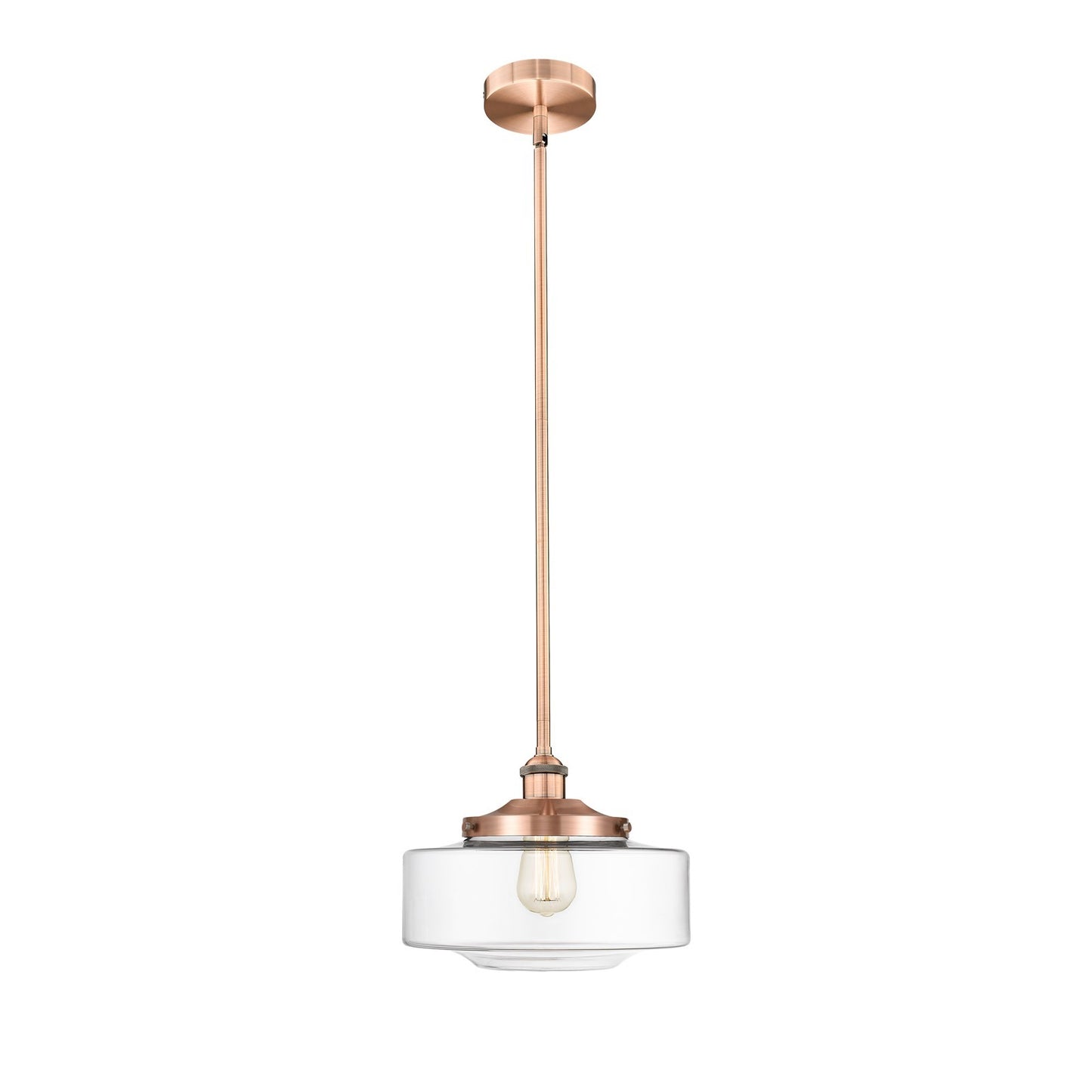 Innovations Bridgeton 12in 1-Light Mini Pendant | Traditional Antique Copper and Clear Glass | Kitchen Island & Dining Room | Model 616-1S-AC-G692-12