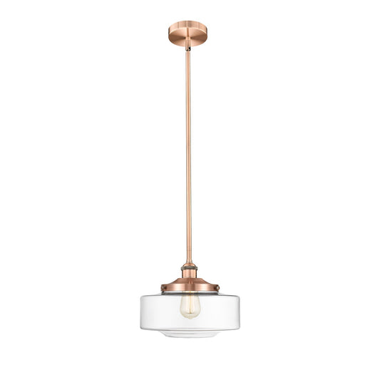 Innovations Bridgeton 12in 1-Light Mini Pendant | Traditional Antique Copper and Clear Glass | Kitchen Island & Dining Room | Model 616-1S-AC-G692-12