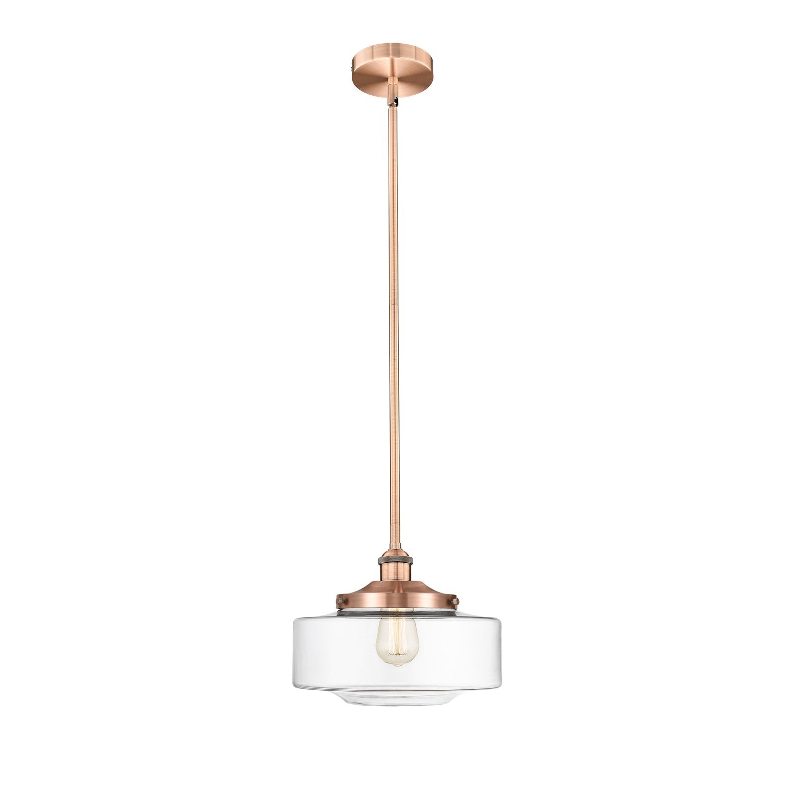 Innovations Bridgeton 12in 1-Light Mini Pendant | Traditional Antique Copper and Clear Glass | Kitchen Island & Dining Room | Model 616-1S-AC-G692-12