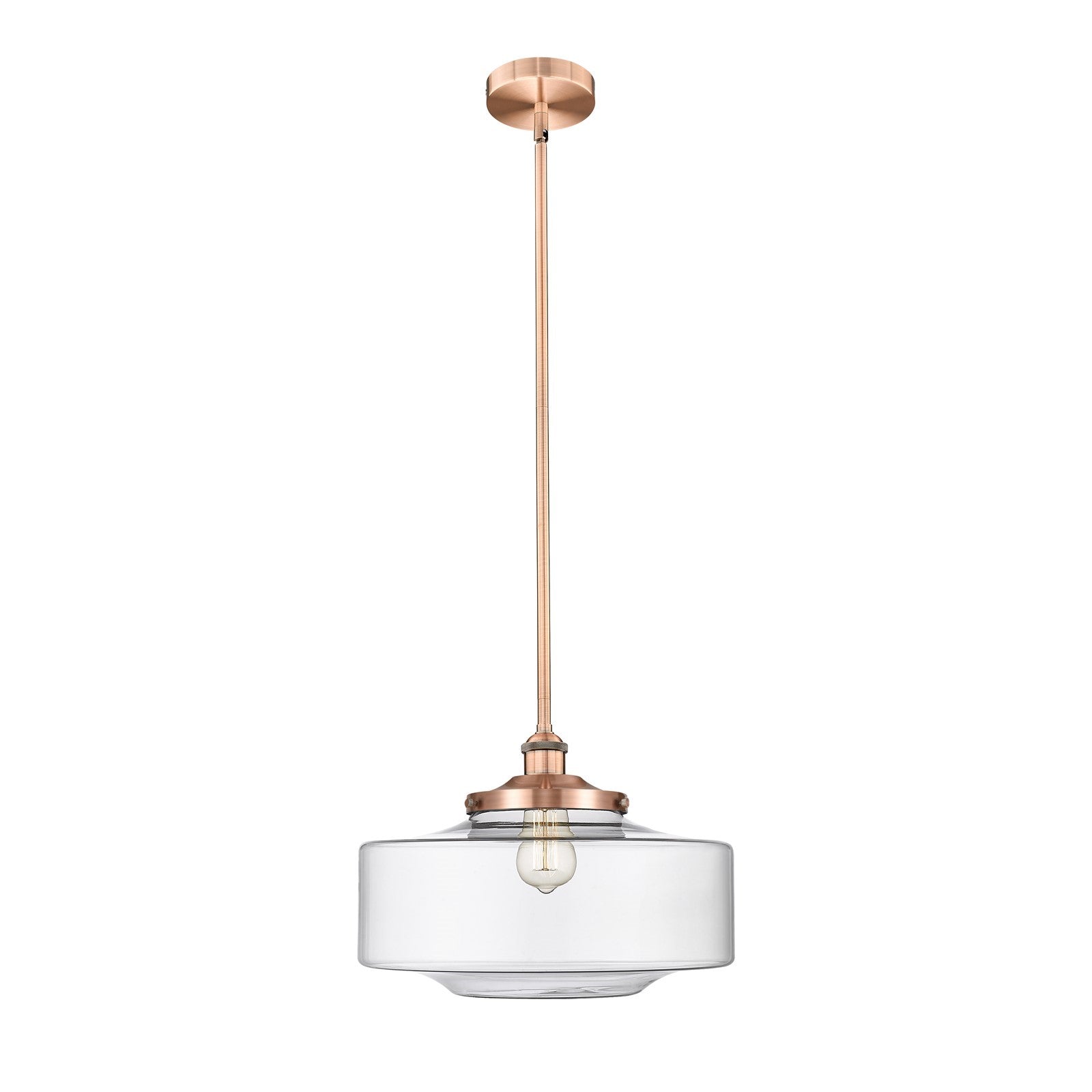 Innovations Bridgeton 16in 1-Light Mini Pendant | Traditional Antique Copper Steel and Clear Glass | Kitchen Island & Dining | Model 616-1S-AC-G692-16