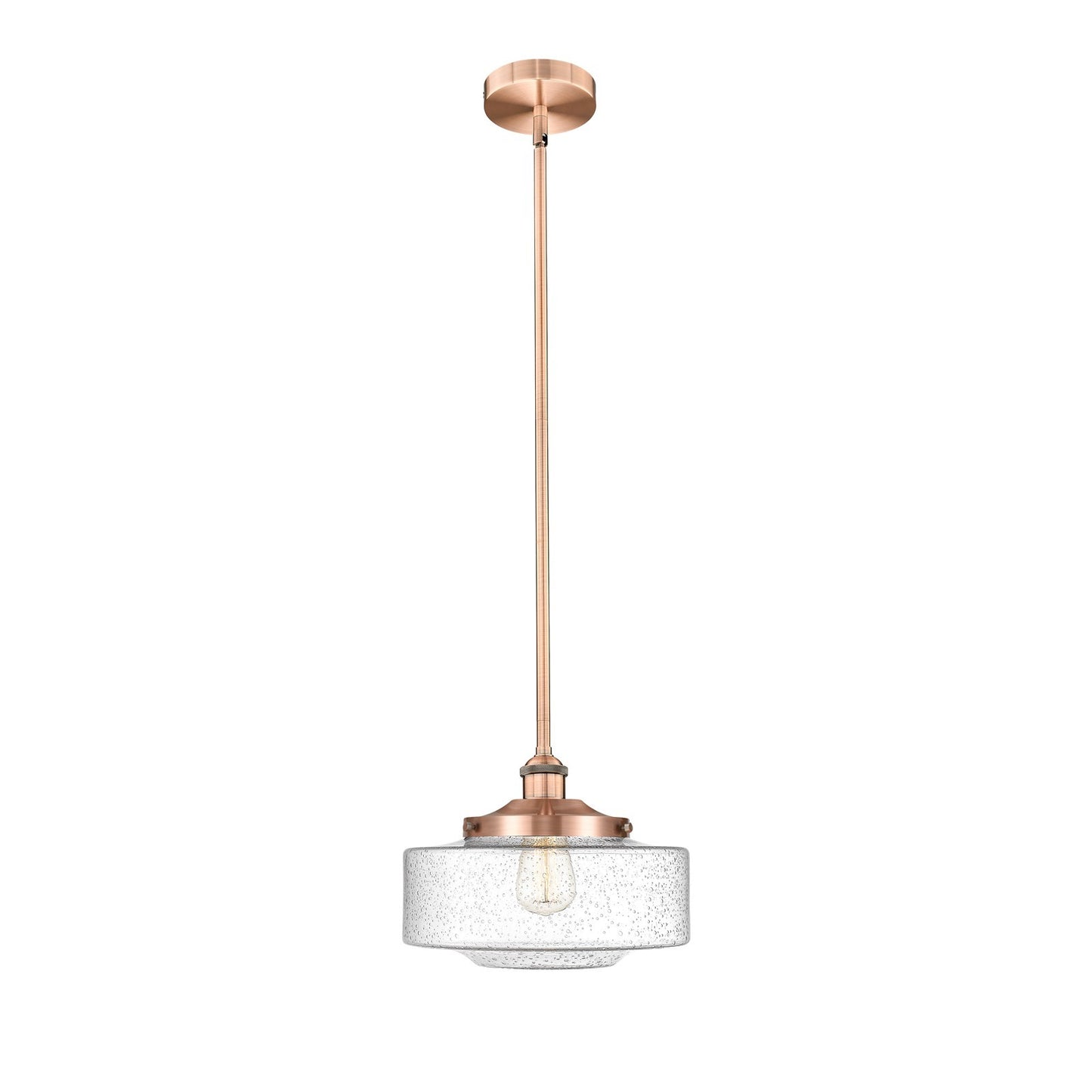 Innovations Bridgeton 12in 1-Light Mini Pendant | Traditional Antique Copper Steel and Seedy Glass | Kitchen Island & Dining | Model 616-1S-AC-G694-12