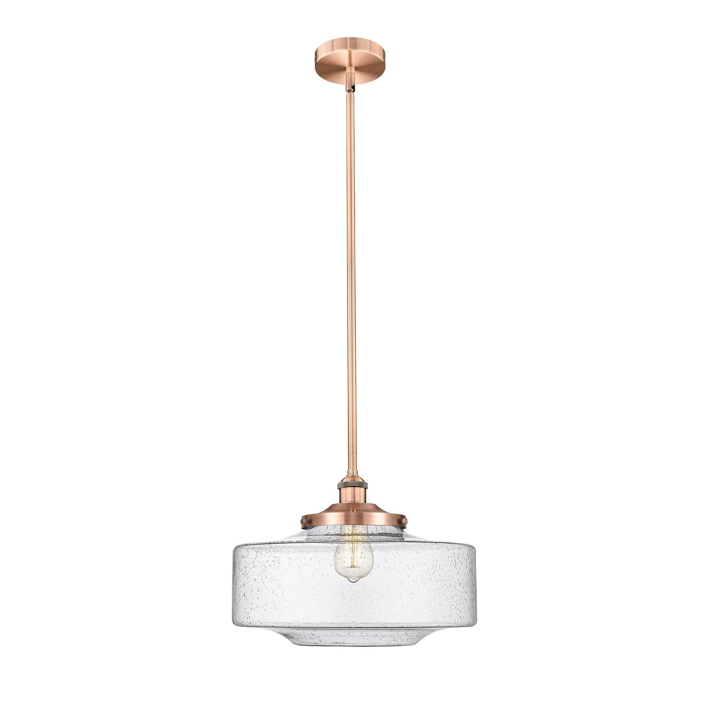Innovations Bridgeton 16in 1-Light Mini Pendant | Traditional Antique Copper Steel and Seedy Glass | Kitchen Island & Dining | Model 616-1S-AC-G694-16