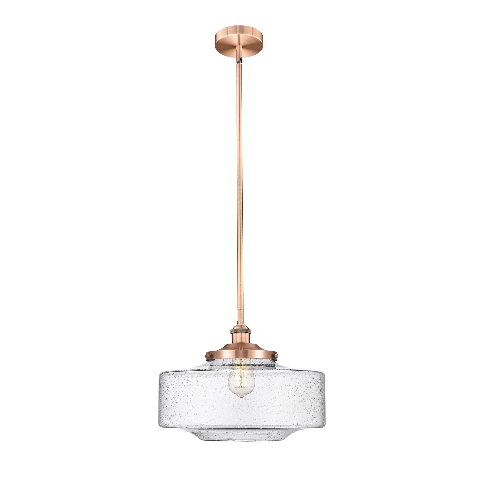 Innovations Bridgeton 16in 1-Light Mini Pendant | Traditional Antique Copper Steel and Seedy Glass | Kitchen Island & Dining | Model 616-1S-AC-G694-16