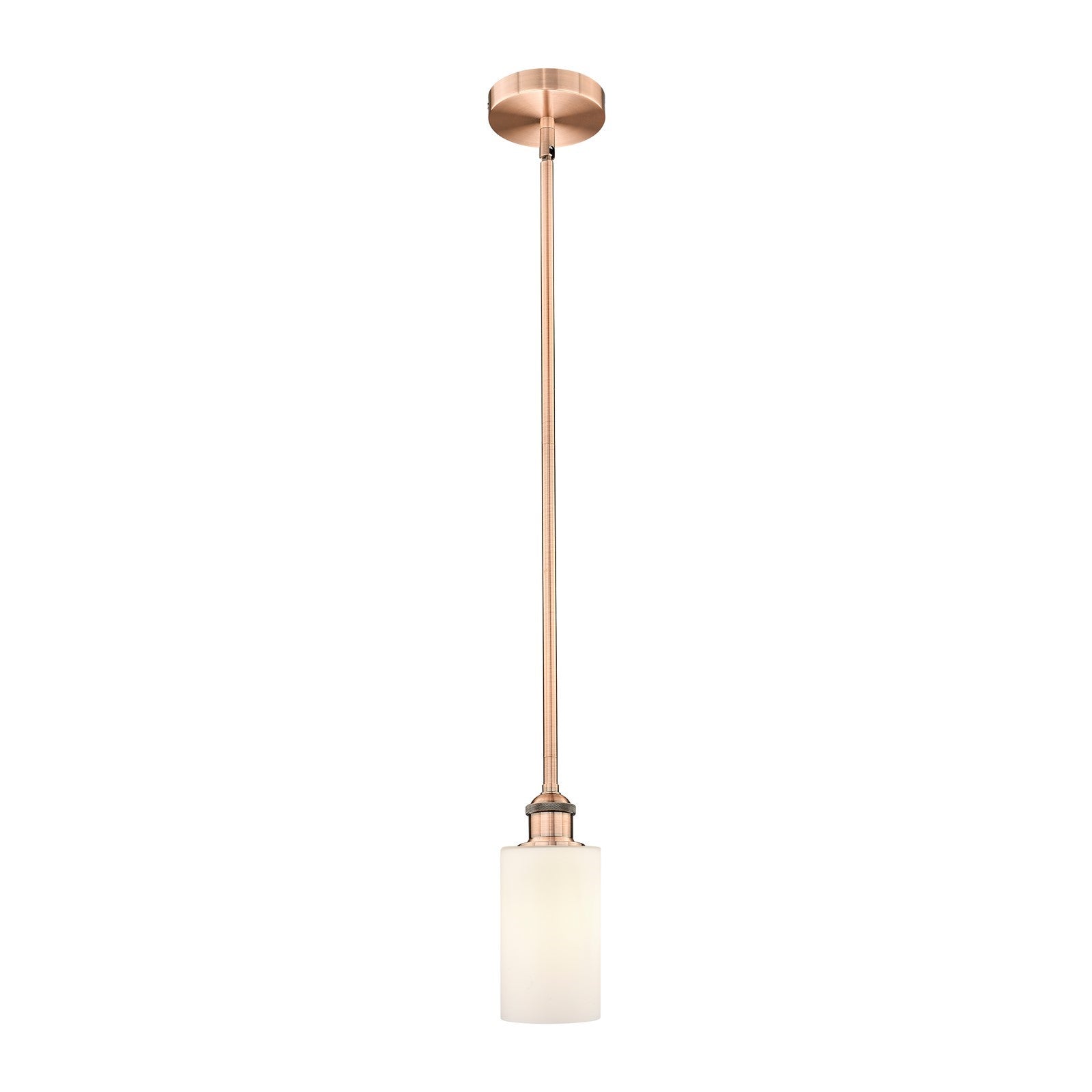 Innovations Clymer 4in 1-Light Mini Pendant | Art Nouveau Antique Copper Steel and Matte White Glass | Kitchen Island & | Model 616-1S-AC-G801-LED