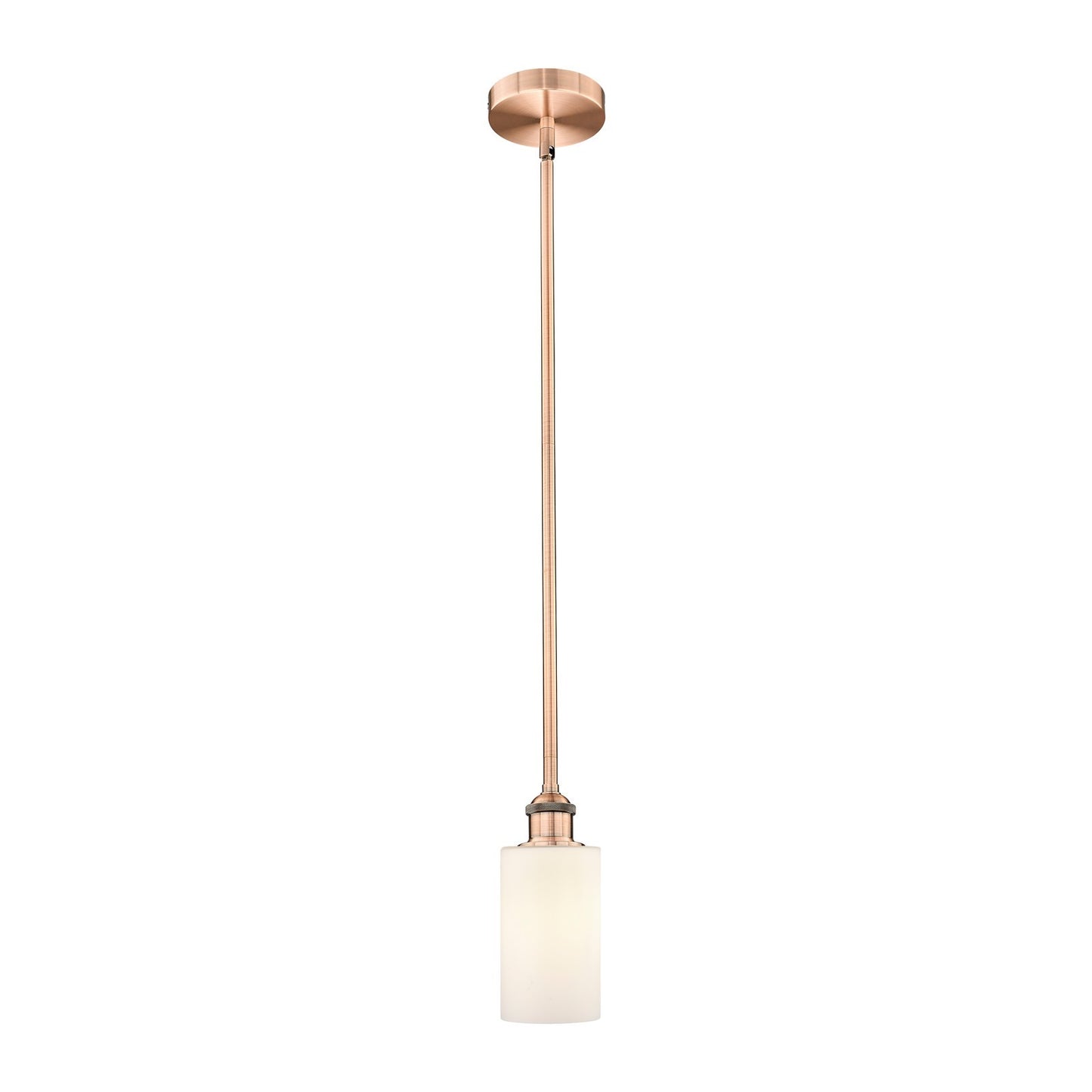 Innovations Clymer 4in 1-Light Mini Pendant | Art Nouveau Antique Copper Steel and Matte White Glass | Kitchen Island & | Model 616-1S-AC-G801-LED