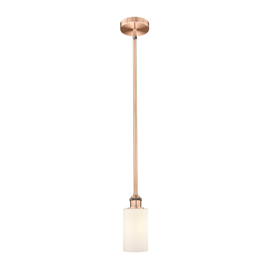 Innovations Clymer 4in 1-Light Mini Pendant | Art Nouveau Antique Copper Steel and Matte White Glass | Kitchen Island & | Model 616-1S-AC-G801-LED