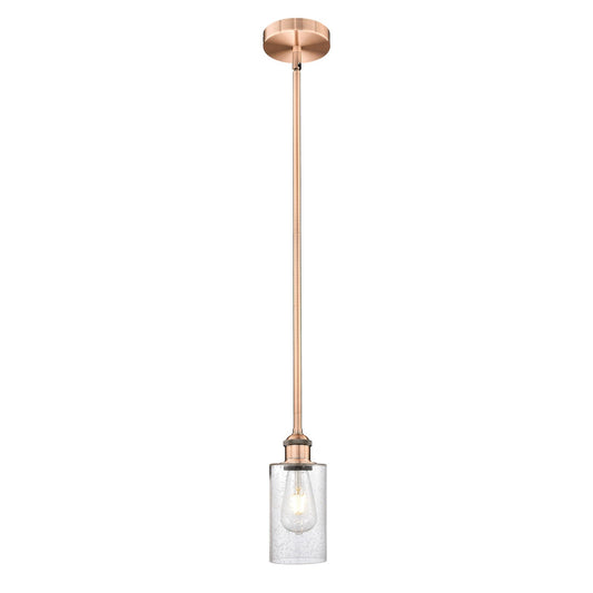Innovations Clymer 1-Light Mini Pendant | Art Nouveau Antique Copper Steel and Seedy Glass | Kitchen Island & Dining Room | 3.88 x | Model 616-1S-AC-G804