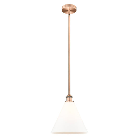 Innovations Berkshire Glass 12in 1-Light Mini Pendant | Industrial Antique Copper Steel and Matte White Glass | Kitchen Island & | Model 616-1S-AC-GBC-121