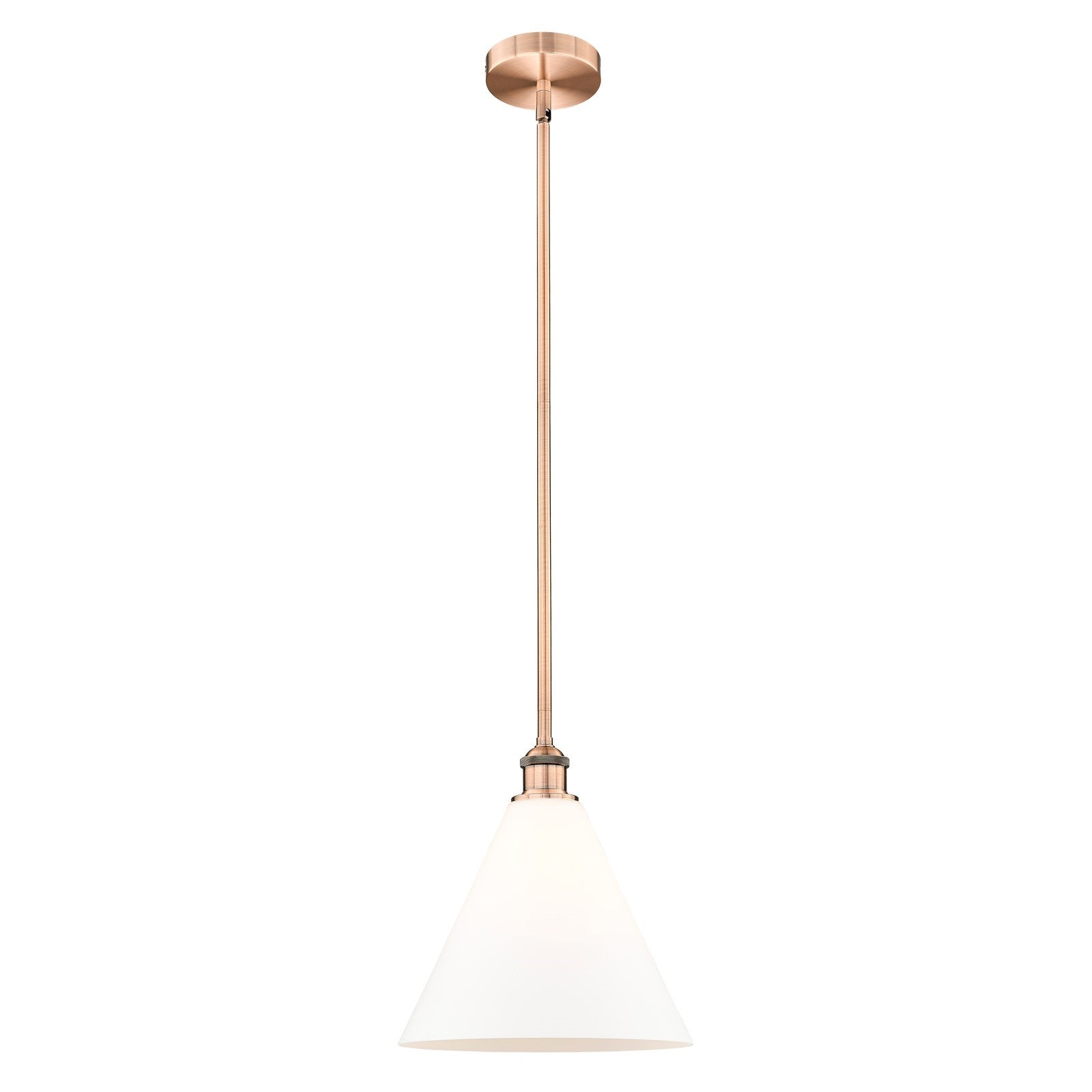 Innovations Berkshire Glass 12in 1-Light Mini Pendant | Industrial Antique Copper Steel and Matte White Glass | Kitchen Island & | Model 616-1S-AC-GBC-121