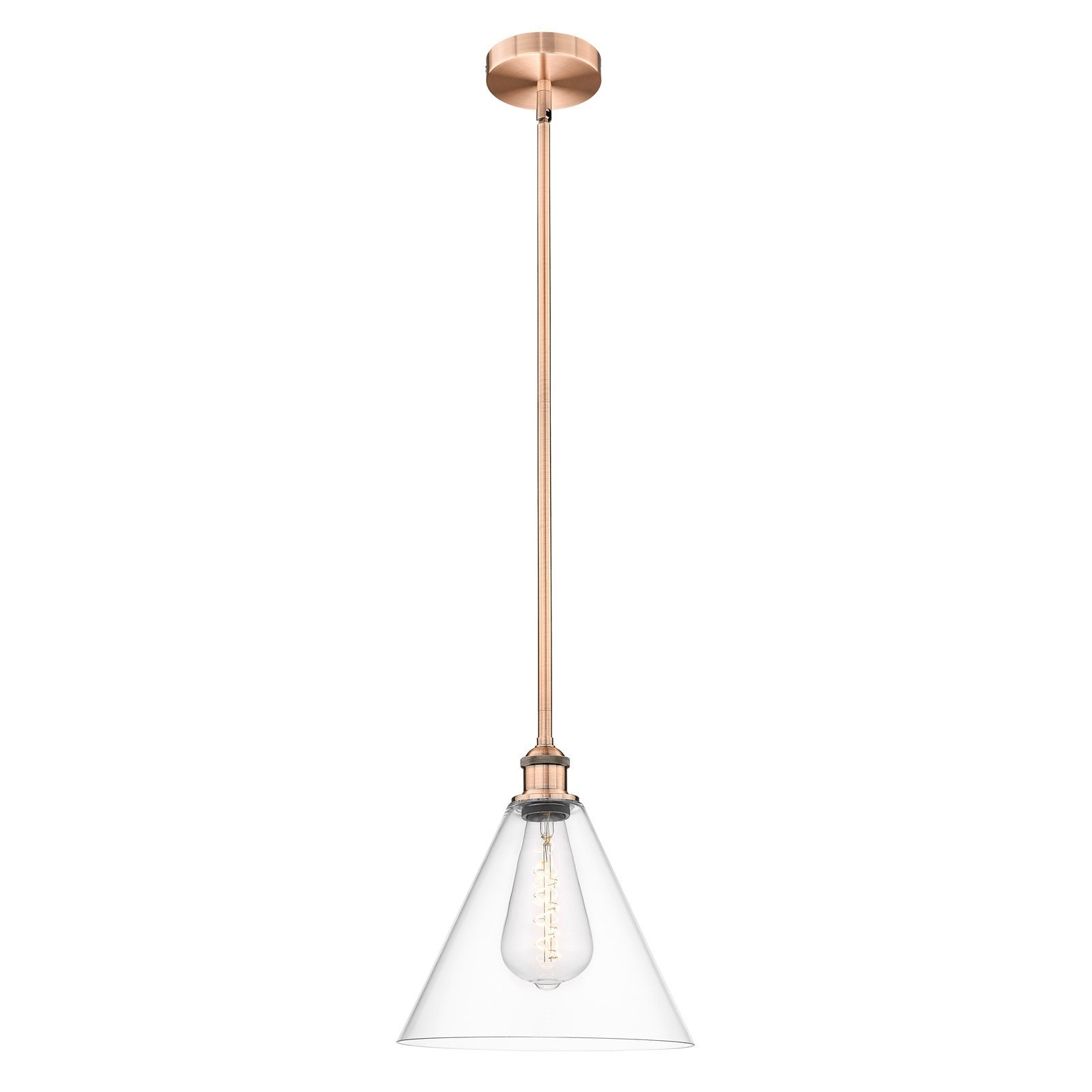 Innovations Berkshire 12in 1-Light Mini Pendant | Industrial Antique Copper and Clear Glass | Kitchen Island & Dining Room | 12 | Model 616-1S-AC-GBC-122