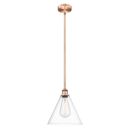 Innovations Berkshire 12in 1-Light Mini Pendant | Industrial Antique Copper and Clear Glass | Kitchen Island & Dining Room | 12 | Model 616-1S-AC-GBC-122