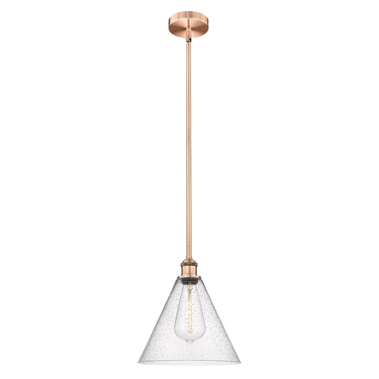 Innovations Berkshire Glass 12in 1-Light Mini Pendant | Industrial Antique Copper Steel and Seedy Glass | Kitchen Island | Model 616-1S-AC-GBC-124-LED