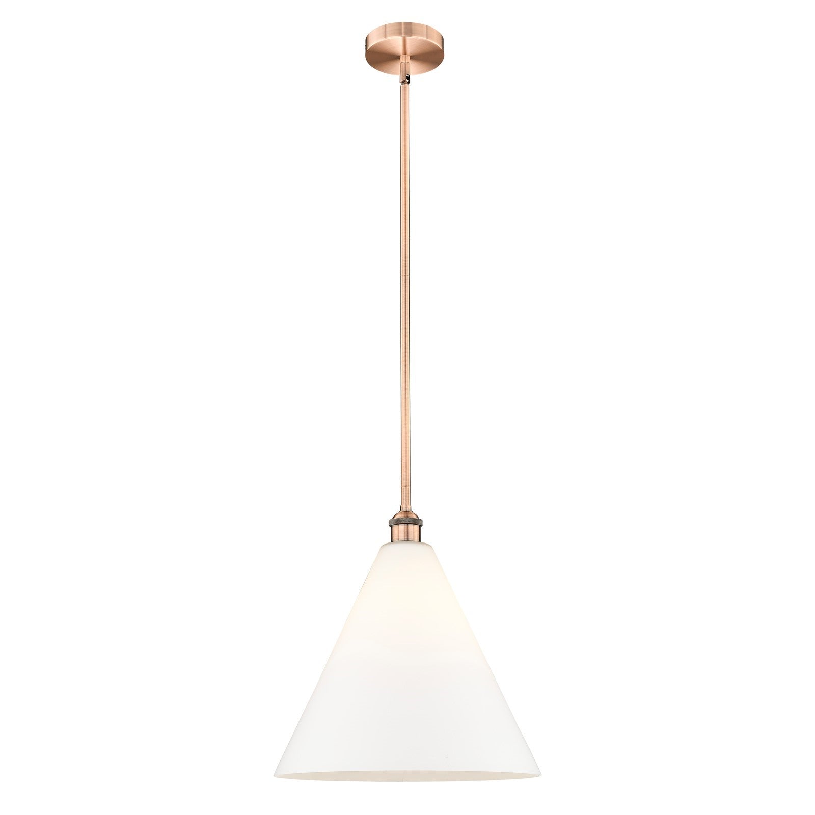 Innovations Berkshire Glass 16in 1-Light Pendant | Industrial Antique Copper Steel and Matte White Glass | Kitchen Island & | Model 616-1S-AC-GBC-161-LED