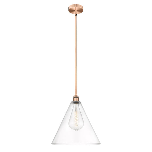 Innovations Berkshire 16in 1-Light Pendant | Industrial Antique Copper Steel and Clear Glass | Kitchen Island & Dining Room | 16 | Model 616-1S-AC-GBC-162