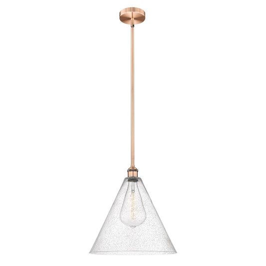 Innovations Berkshire 16in 1-Light Pendant | Industrial Antique Copper Steel and Seedy Glass | Kitchen Island & Dining Room | 16 | Model 616-1S-AC-GBC-164