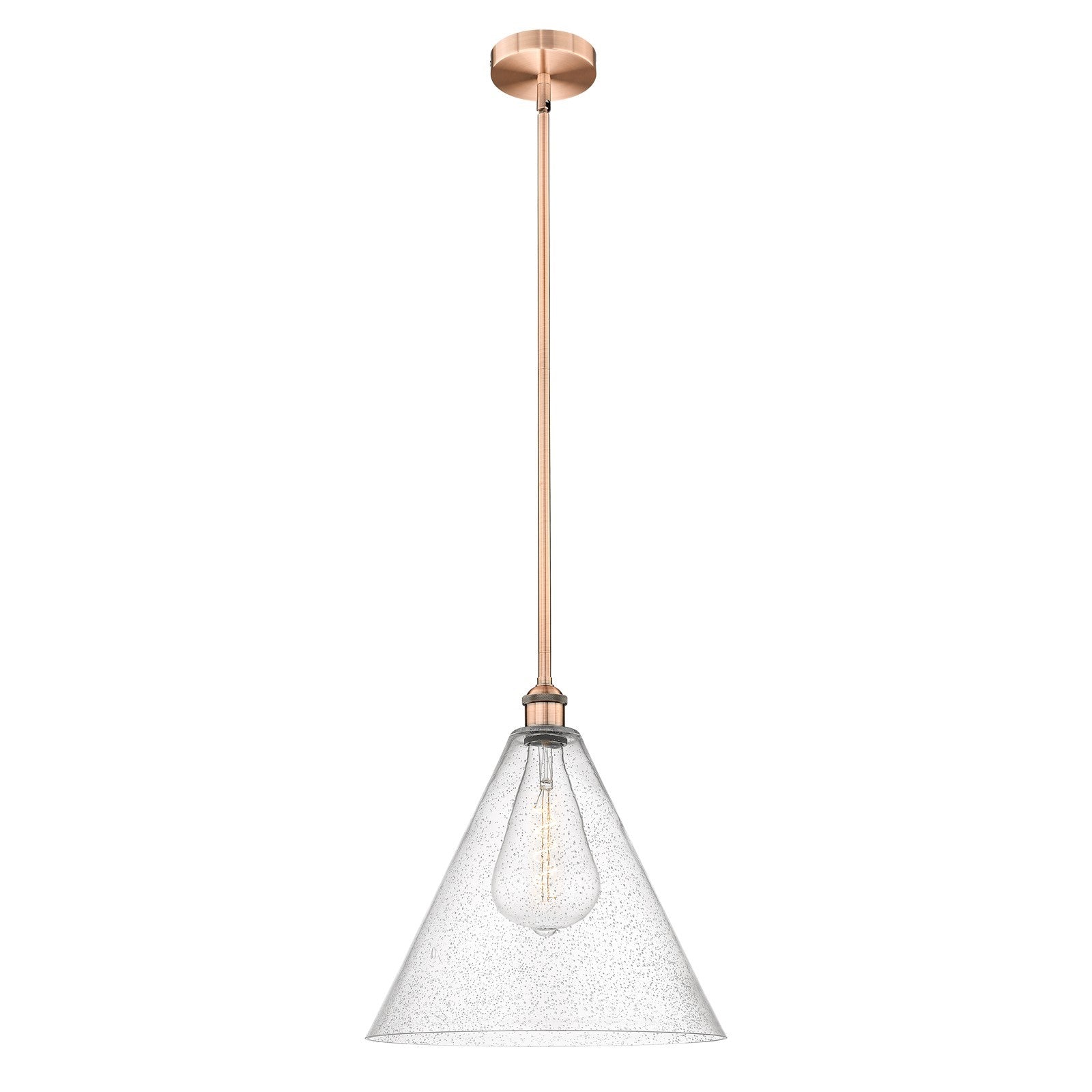 Innovations Berkshire Glass 16in 1-Light Pendant | Industrial Antique Copper Steel and Seedy Glass | Kitchen Island & Dining | Model 616-1S-AC-GBC-164-LED