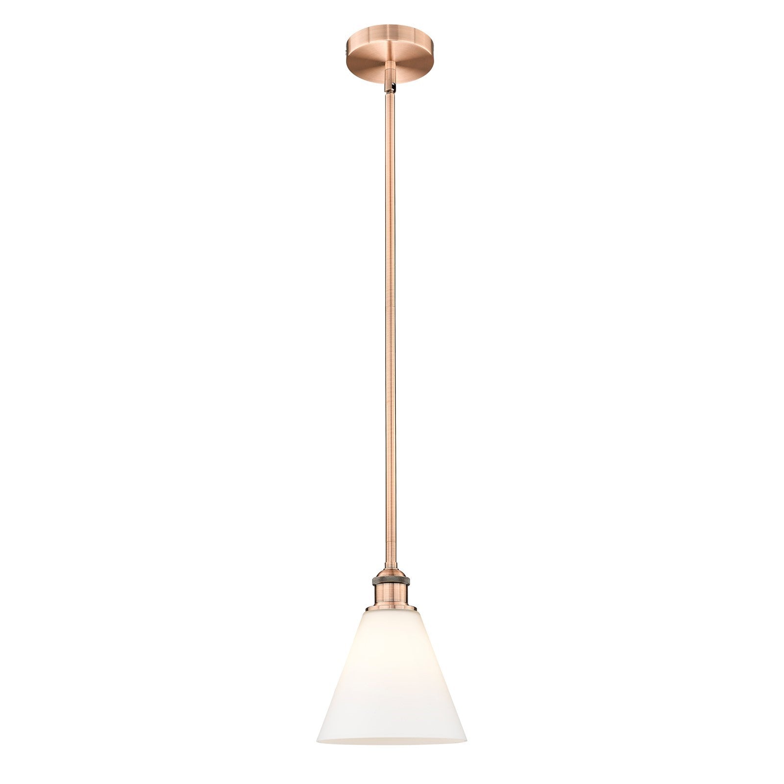 Innovations Berkshire Glass 8in 1-Light Mini Pendant | Industrial Antique Copper Steel and Matte White Glass | Kitchen Island & | Model 616-1S-AC-GBC-81