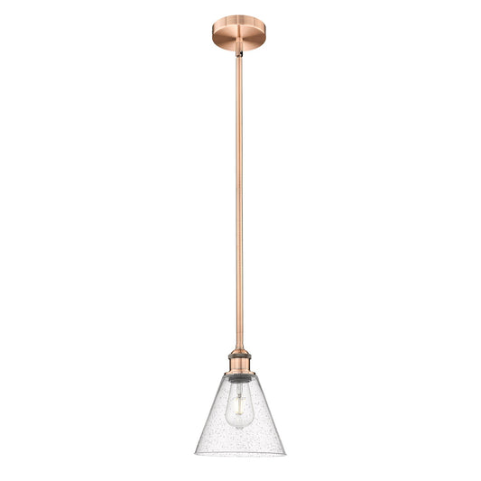 Innovations Berkshire Glass 8in 1-Light Mini Pendant | Industrial Antique Copper Steel and Seedy Glass | Kitchen Island & Dining | Model 616-1S-AC-GBC-84