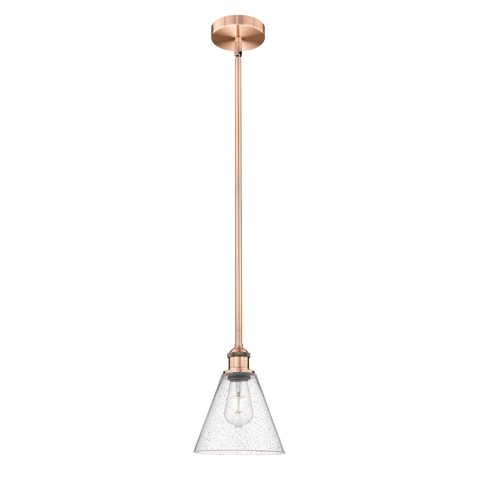 Innovations Berkshire Glass 8in 1-Light Mini Pendant | Industrial Antique Copper Steel and Seedy Glass | Kitchen Island & Dining | Model 616-1S-AC-GBC-84