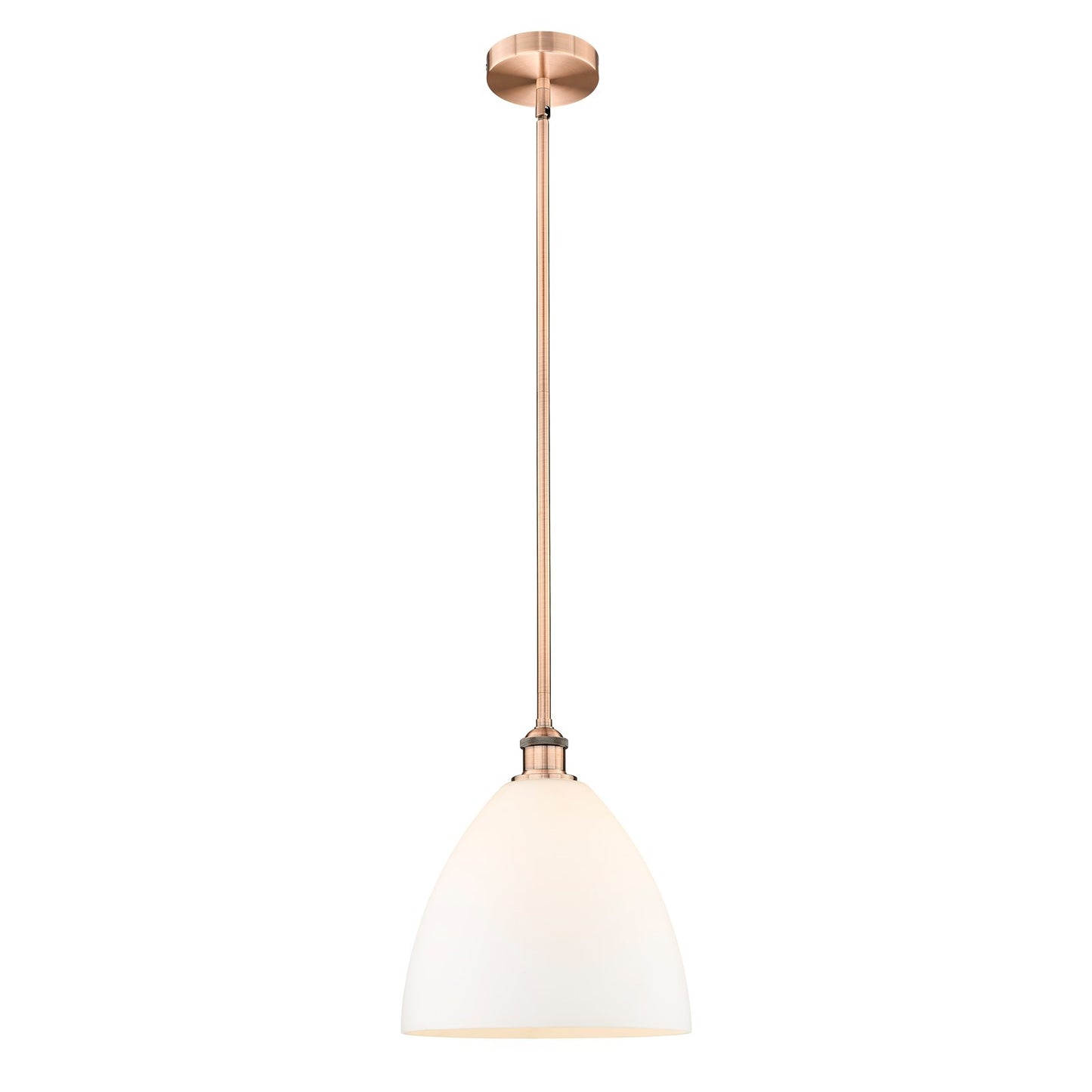 Innovations Bristol 12in 1-Light Mini Pendant | Industrial Antique Copper and Matte White Glass | Kitchen Island & Dining Room | Model 616-1S-AC-GBD-121