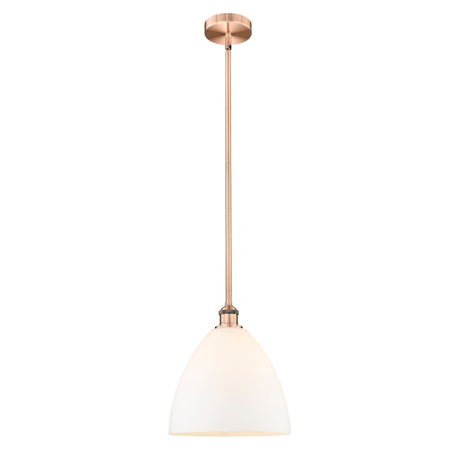 Innovations Bristol 12in 1-Light Mini Pendant | Industrial Antique Copper and Matte White Glass | Kitchen Island & Dining Room | Model 616-1S-AC-GBD-121