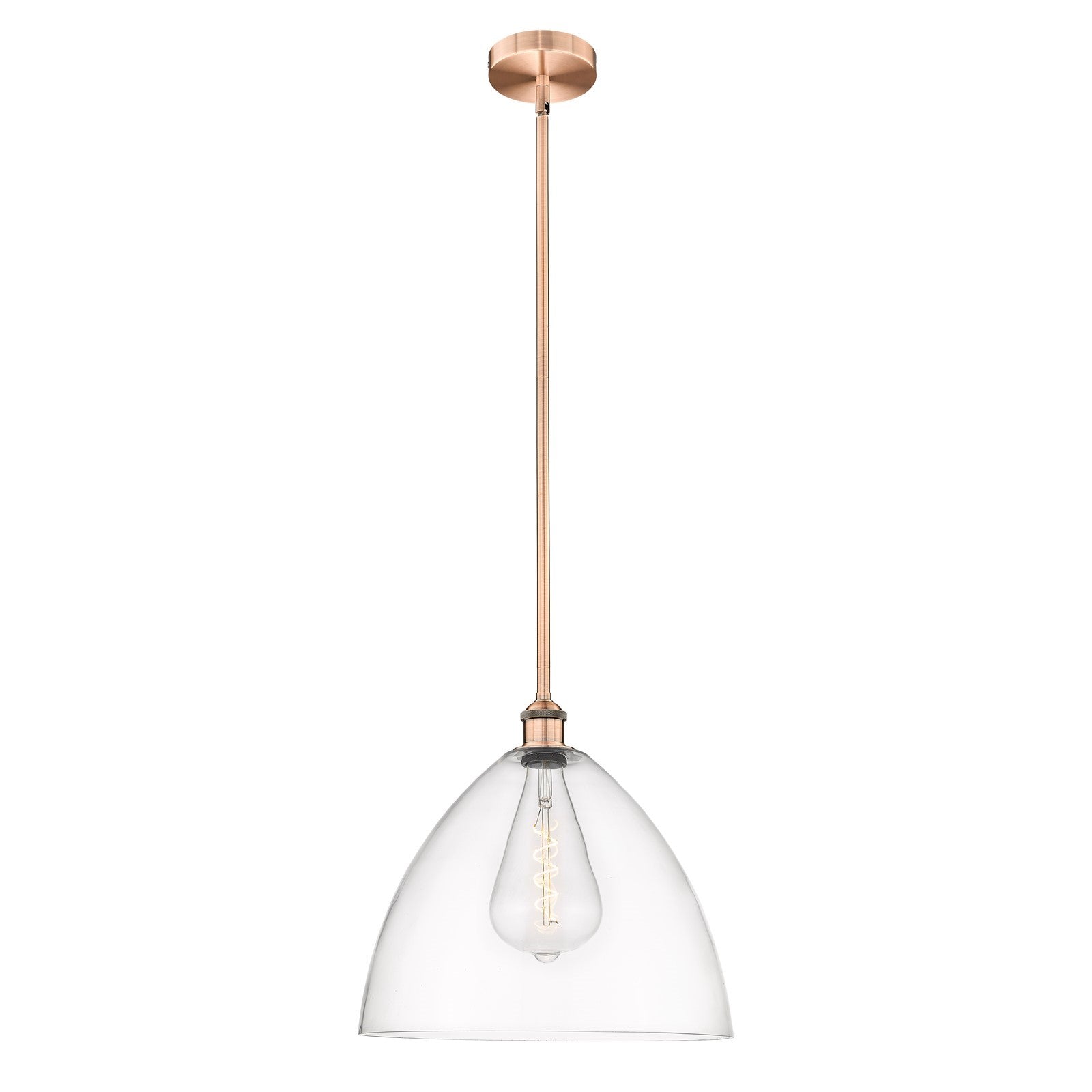 Innovations Bristol 16in 1-Light Pendant | Industrial Antique Copper Steel and Clear Glass | Kitchen Island & Dining Room | 16 x | Model 616-1S-AC-GBD-162
