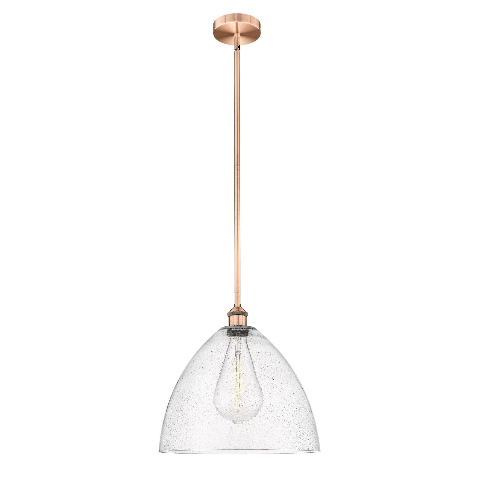 Innovations Bristol 16in 1-Light Pendant | Industrial Antique Copper Steel and Seedy Glass Dome Shade | Kitchen Island & Dining | Model 616-1S-AC-GBD-164