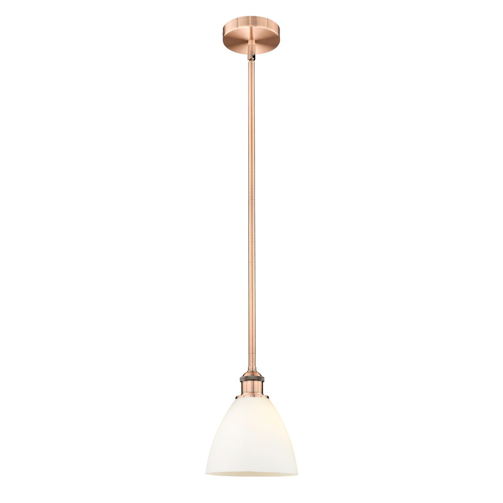 Innovations Bristol 8in 1-Light Mini Pendant | Industrial Antique Copper Steel and Matte White Glass | Kitchen Island & | Model 616-1S-AC-GBD-751-LED
