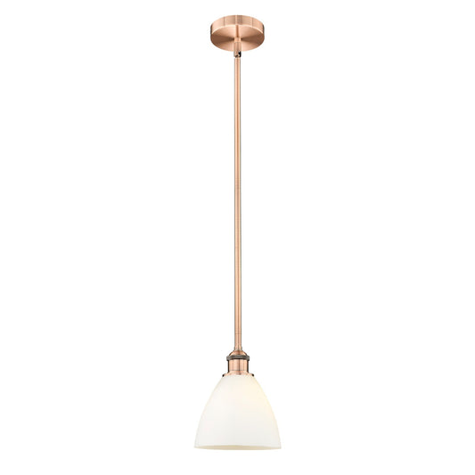Innovations Bristol 8in 1-Light Mini Pendant | Industrial Antique Copper Steel and Matte White Glass | Kitchen Island & | Model 616-1S-AC-GBD-751-LED