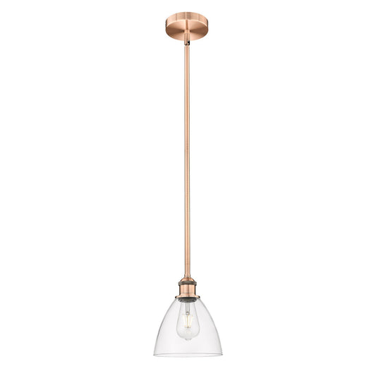 Innovations Bristol 8in 1-Light Mini Pendant | Industrial Antique Copper and Clear Glass | Kitchen Island & Dining Room | 7.5 x | Model 616-1S-AC-GBD-752