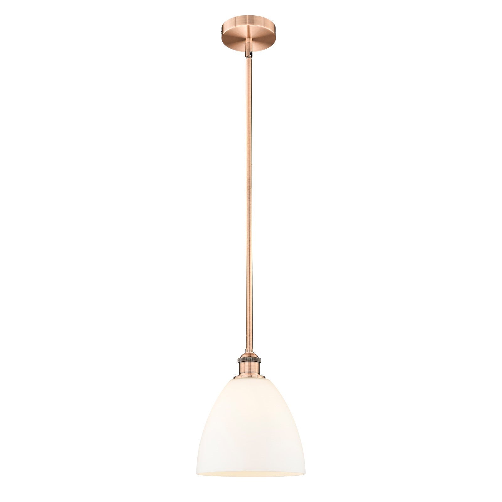 Innovations Bristol 9in 1-Light Mini Pendant | Industrial Antique Copper Steel and Matte White Glass | Kitchen Island & | Model 616-1S-AC-GBD-91-LED