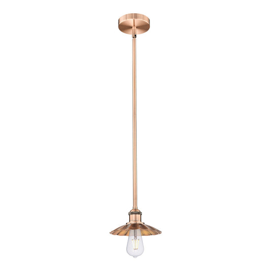 Innovations Scallop 8in 1-Light Mini Pendant | Traditional Industrial Antique Copper Steel and Cast Brass | Kitchen Island & | Model 616-1S-AC-M17-AC